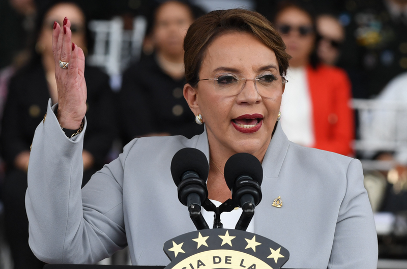 與台灣斷交的宏都拉斯總統卡斯楚。(法新社)