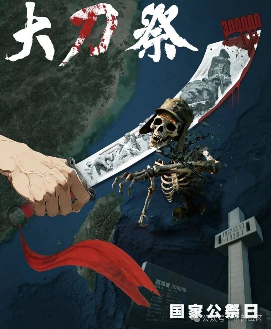 解放军东部战区13日上午发布主题海报「大刀·祭」,表示1937年12月13日,南... 解放军东部战区13日上午发布主题海报「大刀·祭」,表示1937年12月13日,南...