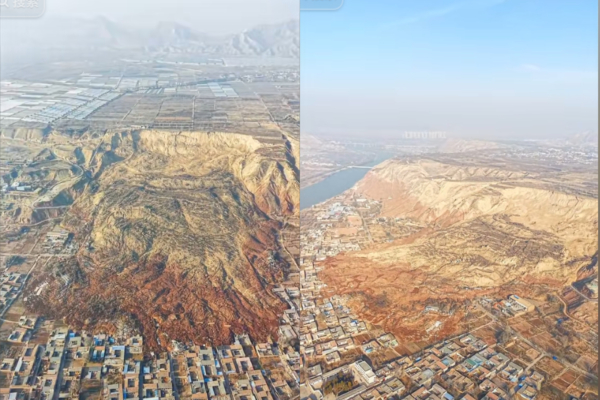 甘肃永靖县发生特大型山体滑坡 45户房屋被埋