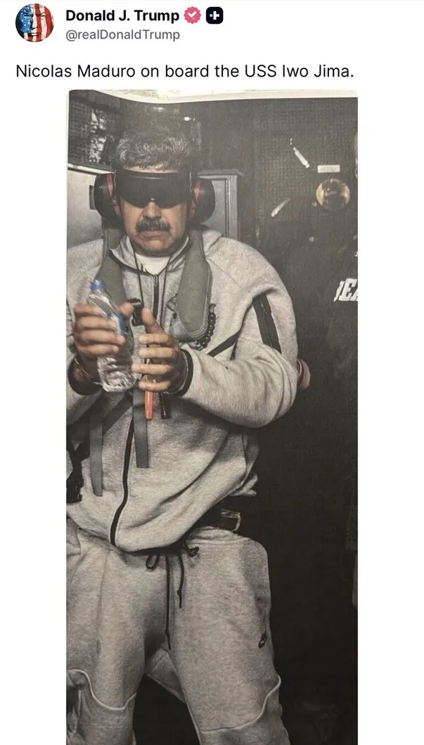 川普再丢震撼弹！公开委国总统马杜罗被捕照