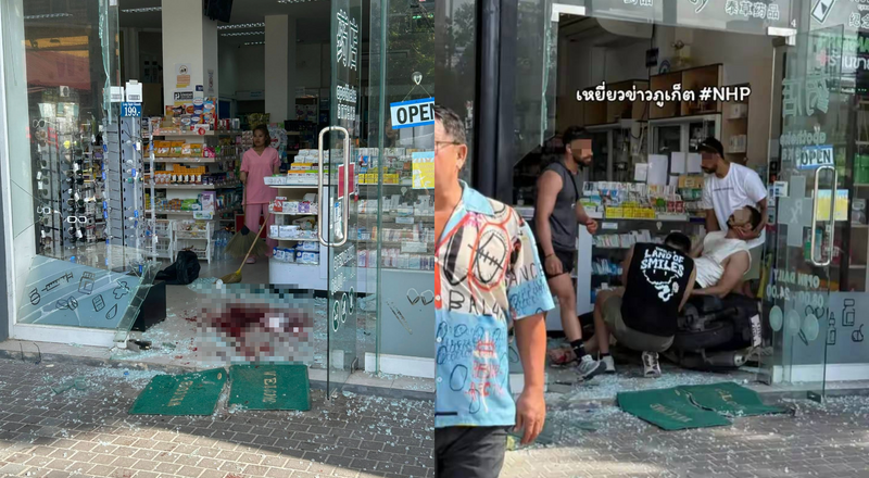画面曝!外籍游客「翘孤轮」耍帅把妹 下秒撞进普吉岛药局血流满地