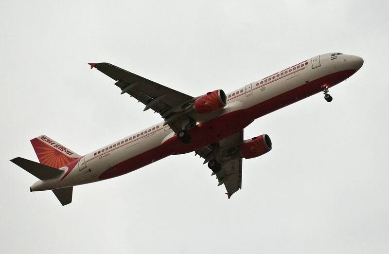 印度航空空中巴士A321客機，在新德里降落後驚傳起火。印度航空A321示意圖。（法新社）