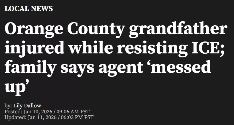 82岁老翁街头突遭ICE逮捕受伤 特工承认"搞错了"
