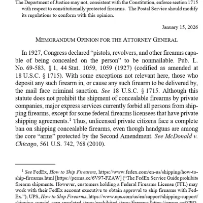 “禁止邮寄手枪”法律违宪将被废除 允许跨州买枪