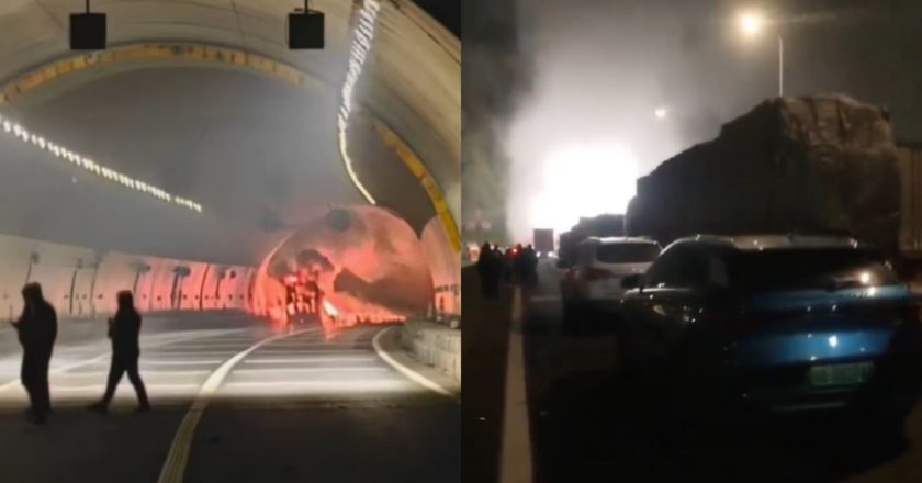 网曝重庆高速隧道车辆起火爆炸
