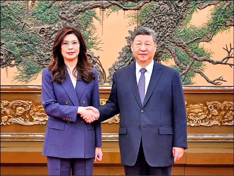 國民黨主席鄭麗文在北京會見中共總書記習近平後,中共中央台辦昨宣布推出十項「惠台」措施。(資料照,國民黨提供) 國民黨主席鄭麗文在北京會見中共總書記習近平後,中共中央台辦昨宣布推出十項「惠台」措施。(資料照,國民黨提供)