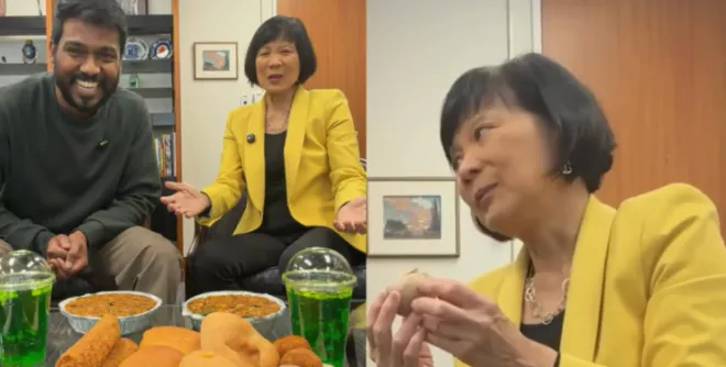 吃嗨了！华裔女市长开“吃播”自曝非常饿 市政厅秒变美食节目