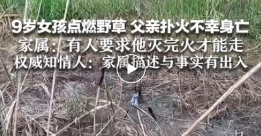 9岁女童烧野草父亲扑火身亡,家属称被要求灭完火才能走