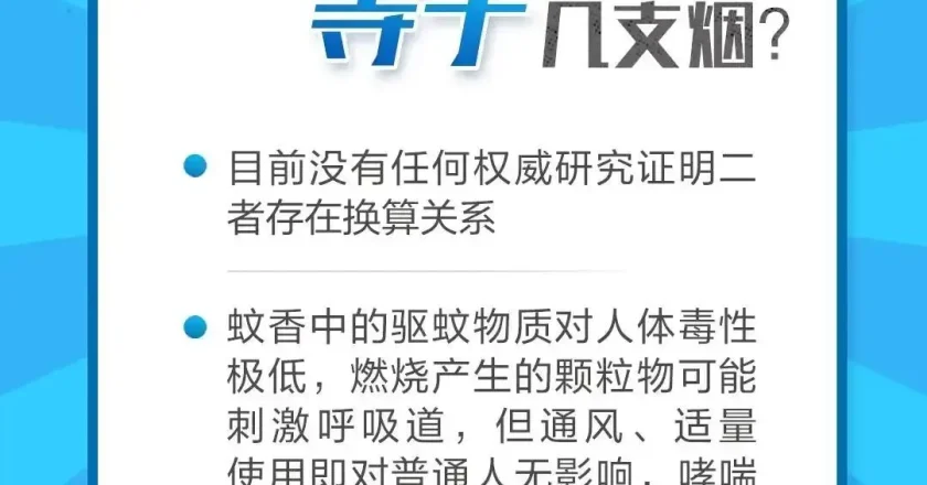 一盘蚊香等于几十支烟？专家：明显夸张