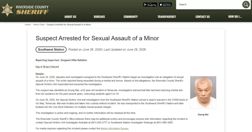 南加亚裔武术教练涉性侵小孩 警方疑有更多受害者