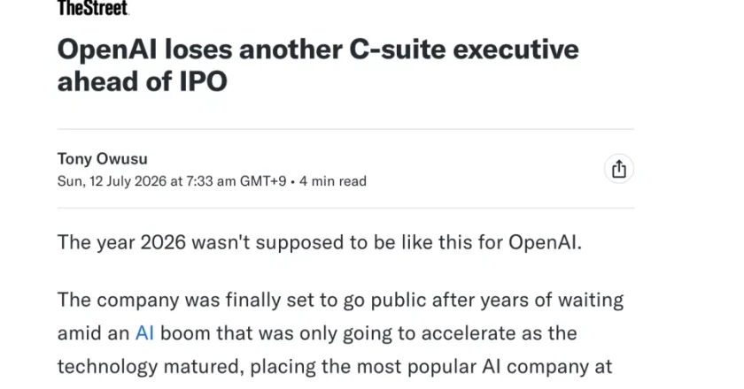 IPO前夕高管接连流失,OpenAI高层因病情恶化离职